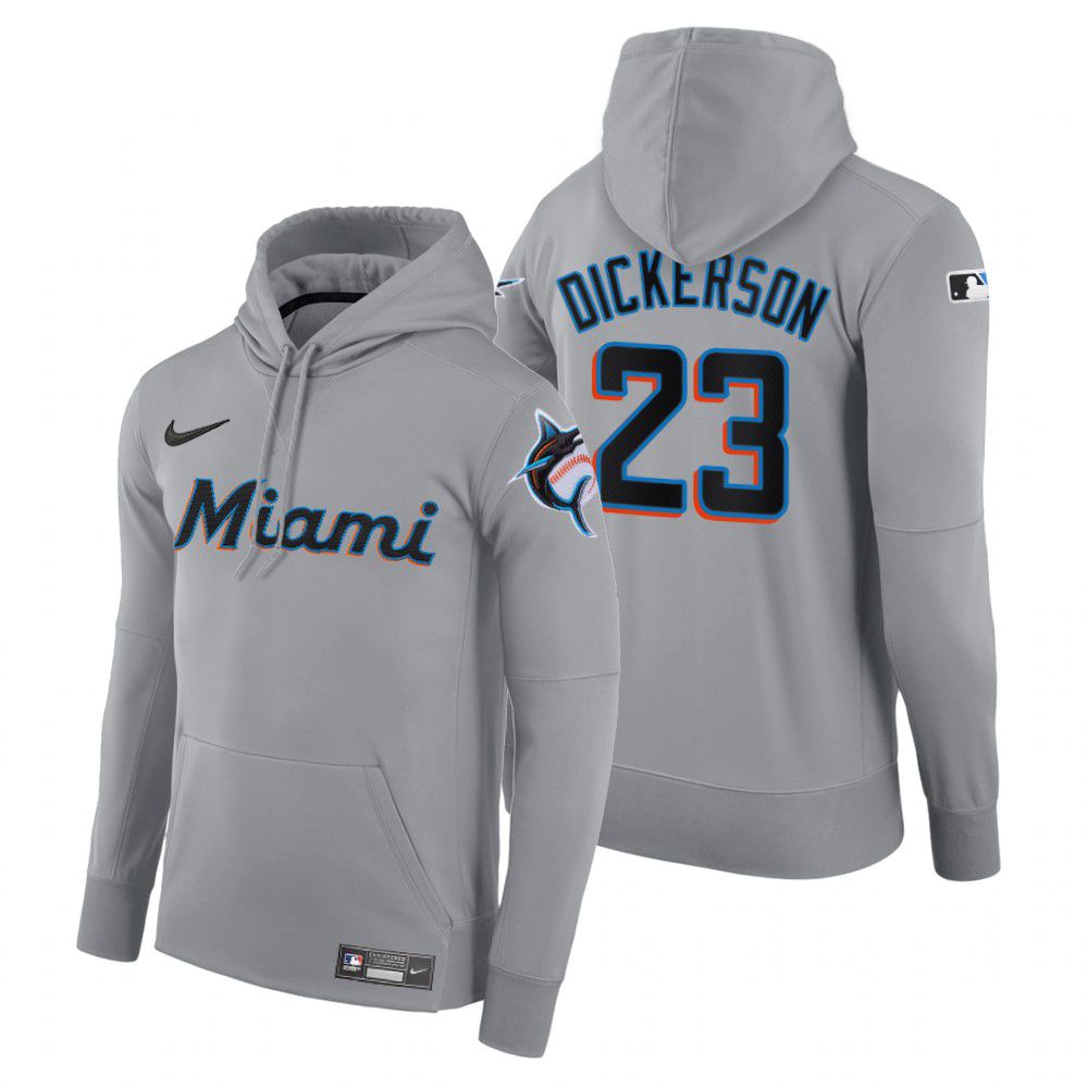 Men Miami Marlins #23 Dickerson gray road hoodie 2021 MLB Nike Jerseys